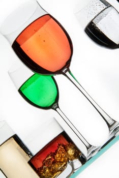 Liquid in the glass on a studio background