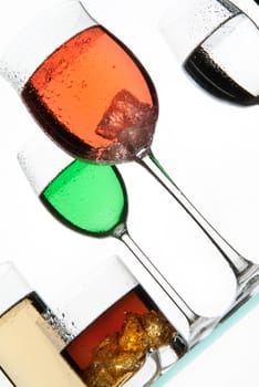 Liquid in the glass on a studio background