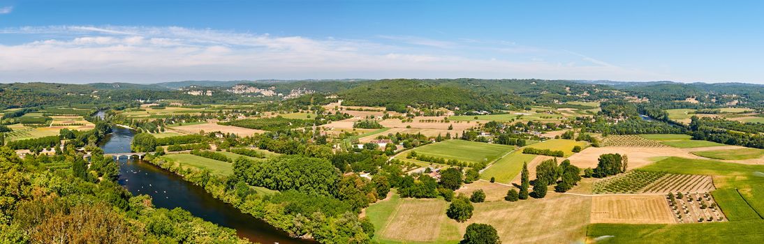 Panoramo from Domme (Dordogne-Perigord, France) with the Dordogne river