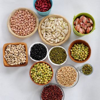 Collection of whole bean on white background, Vietnam agriculture product, fiber food make reduce cholesterol, prevent cancer, stability blood sugar, increase immune system, make heart health