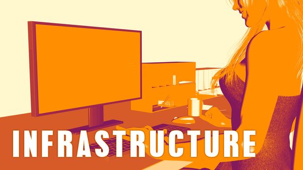  Infrastructure Concept Course with Woman Looking at Computer