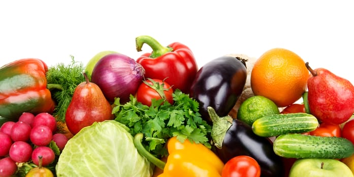 set of fruits and vegetables isolated on white background