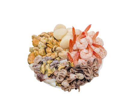 great variety of fresh seafood lying on a plate