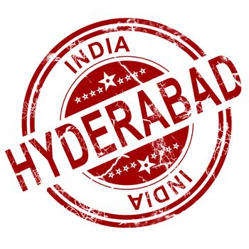 Red Hyderabad stamp with white background, 3D rendering