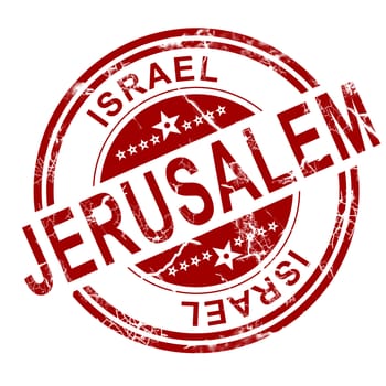 Red Jerusalem stamp with white background, 3D rendering