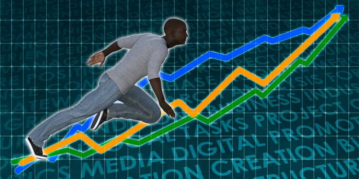 Successful Business with Black Man and Graph Background