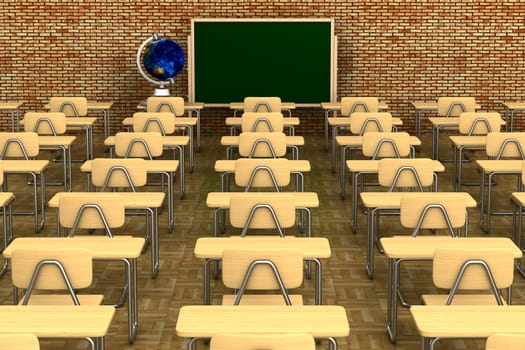 Classroom on white background. Isolated 3D image