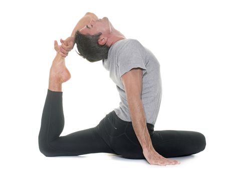 yoga man in front of white background