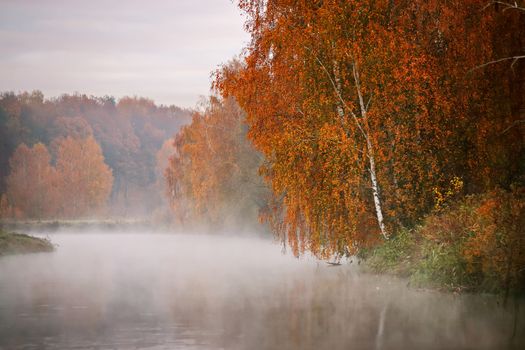 October morning on the river in Belarus