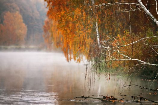 October morning on the river in Belarus