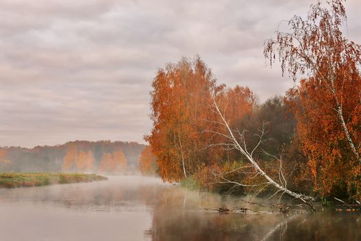 October morning on the river in Belarus