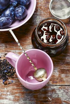 Jam from the harvest of autumn plums for tea
