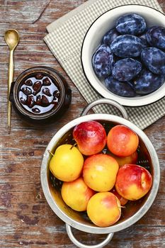 Jam from the harvest of autumn plums for tea
