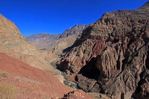 Cotahuasi Canyon Peru, view into deep canyon, one of the deepest and most beautiful canyons in the world