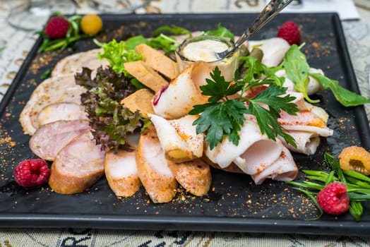 meat dish on the table in the restaurant