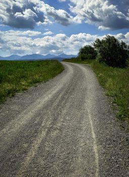 background a pebble road in high mountains