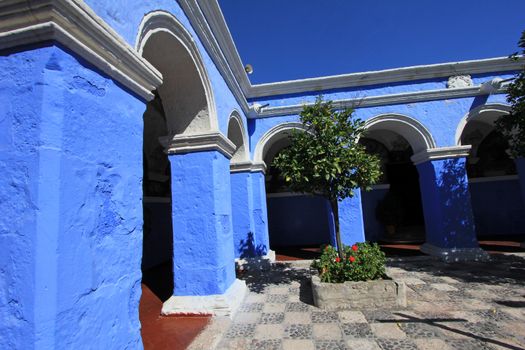 The famous monastery of Saint Catherine, Santa Catalina, in Arequipa, Peru. It belongs to the Dominican Second Order. It's built predominantly in the Mudejar style in 1579.