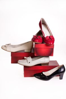 Different kinds of woman's shoes