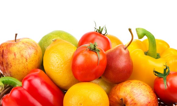 fruits and vegetables isolated on white background