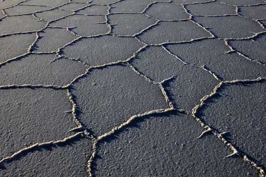 Structure on Salar de Uyuni, salt lake, is largest salt flat in the world, altiplano, Bolivia, South America