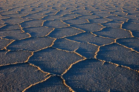 Structure on Salar de Uyuni, salt lake, is largest salt flat in the world, altiplano, Bolivia, South America