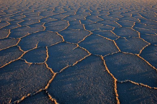 Structure on Salar de Uyuni, salt lake, is largest salt flat in the world, altiplano, Bolivia, South America