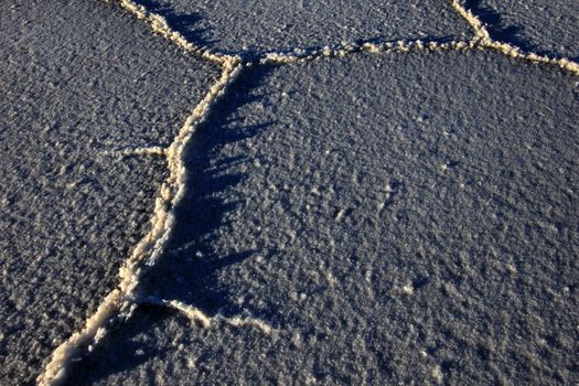 Structure on Salar de Uyuni, salt lake, is largest salt flat in the world, altiplano, Bolivia, South America