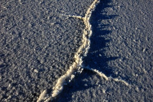 Structure on Salar de Uyuni, salt lake, is largest salt flat in the world, altiplano, Bolivia, South America