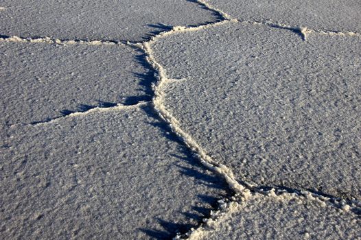 Structure on Salar de Uyuni, salt lake, is largest salt flat in the world, altiplano, Bolivia, South America