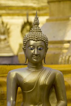 Image of golden buddha statue in temple in province tak. Thailand. (Wat Phra Mahathat)