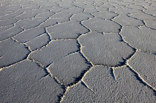 Structure on Salar de Uyuni, salt lake, is largest salt flat in the world, altiplano, Bolivia, South America