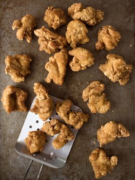 close up of rustic popcorn fried chicken nugget