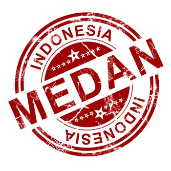 Red Medan stamp with white background, 3D rendering