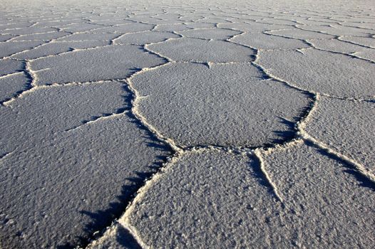 Structure on Salar de Uyuni, salt lake, is largest salt flat in the world, altiplano, Bolivia, South America