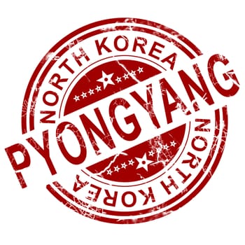 Red Pyongyang stamp with white background, 3D rendering