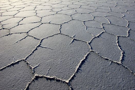 Structure on Salar de Uyuni, salt lake, is largest salt flat in the world, altiplano, Bolivia, South America