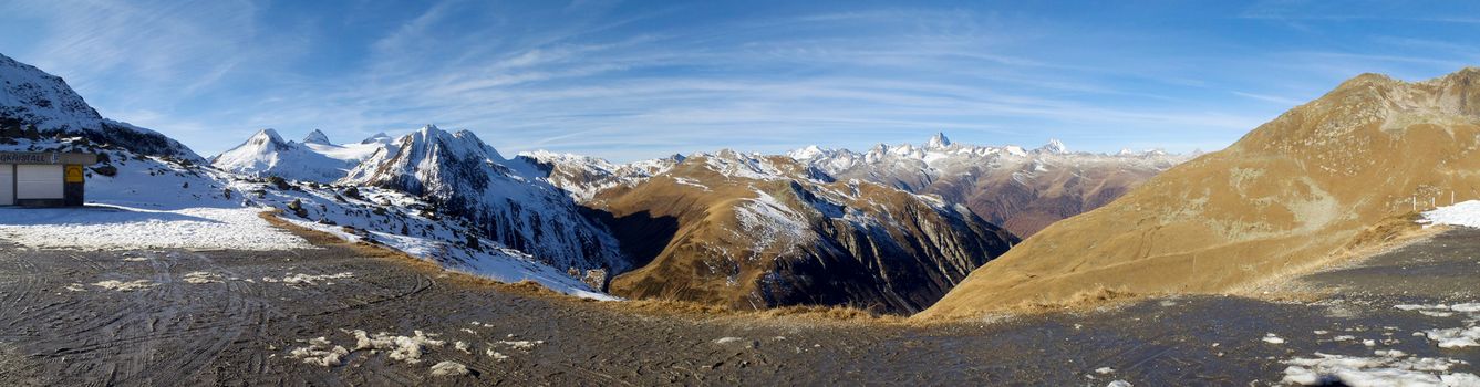 Nufenenpass, Switzerland: Bedretto Valley and the Nufenen pass with residual snow