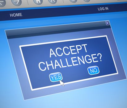 Illustration depicting a computer dialog box with a challenge concept.