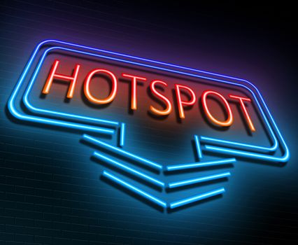 Illustration depicting an illuminated neon sign with a hotspot concept.