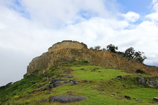 Pre inca ruin Kuelap high up in the north peruvian mountains near Chachapoyas. It was built to be a fortress.