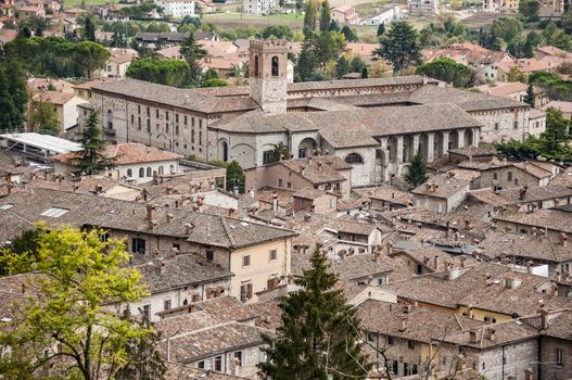 Panoramic view of the medieval town of Gubbio. Umbria Italy