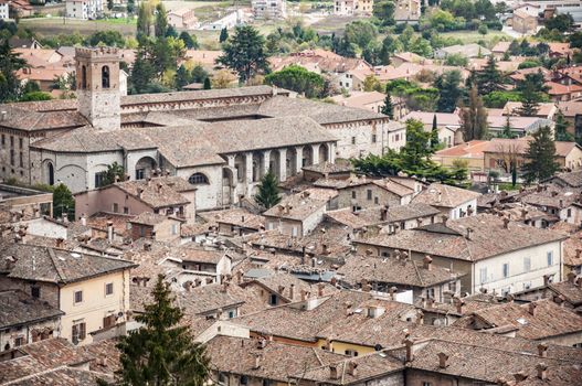 Panoramic view of the medieval town of Gubbio. Umbria Italy