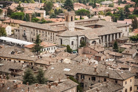 Panoramic view of the medieval town of Gubbio. Umbria Italy