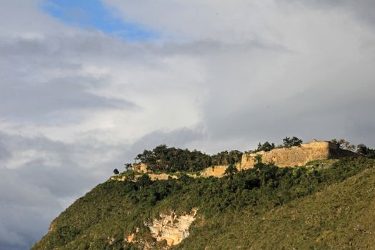 Pre inca ruin Kuelap high up in the north peruvian mountains near Chachapoyas. It was built to be a fortress.