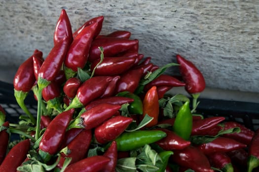 Many Red Hot Chili Pepper in a shop