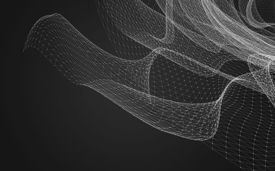 Abstract polygonal space low poly dark background with connecting dots and lines. Connection structure. 3d rendering