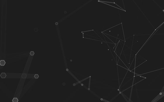 Abstract polygonal space low poly dark background with connecting dots and lines. Connection structure. 3d rendering