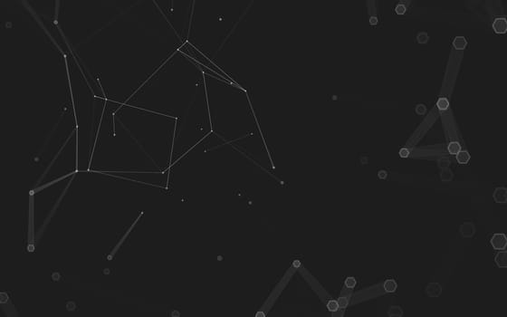 Abstract polygonal space low poly dark background with connecting dots and lines. Connection structure. 3d rendering