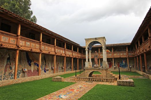 The patio of the very nice mosaic church of Polloc, northern Peru near Cajamarca