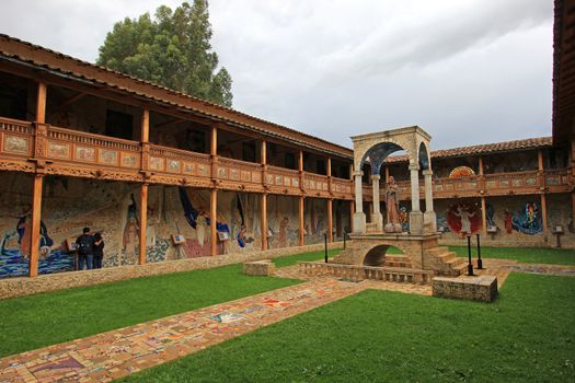 The patio of the very nice mosaic church of Polloc, northern Peru near Cajamarca